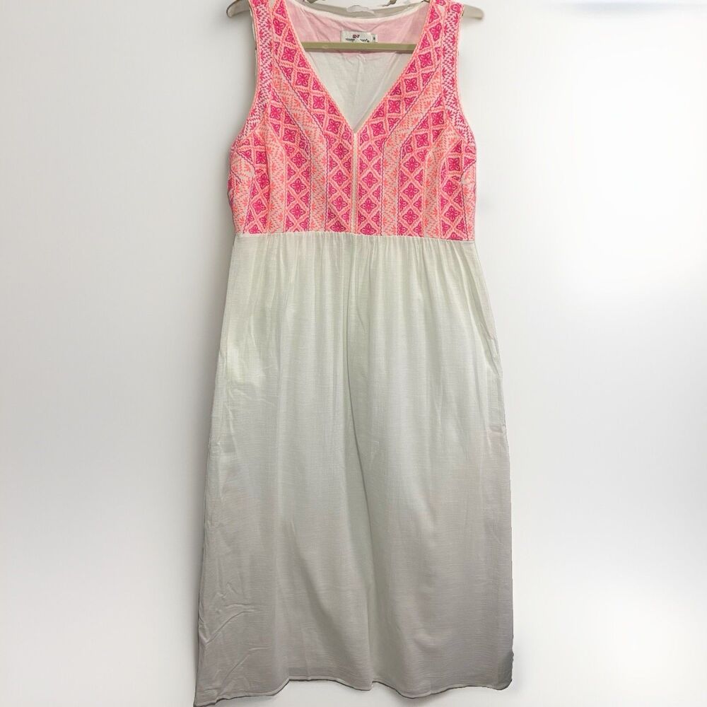Vineyard Vines Woman's Embroidered Bodice Maxi Dress Size 16 Beachy Coastal Prep - Picture 2 of 13